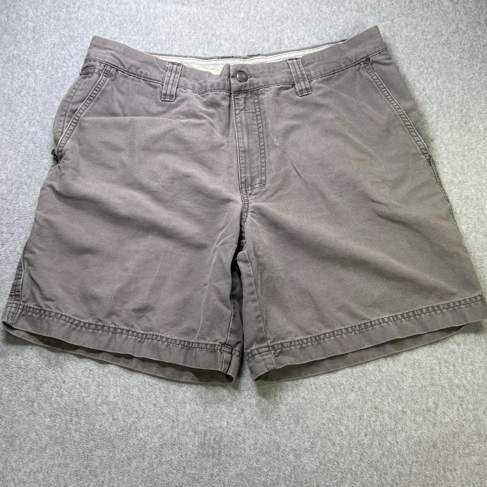 Columbia Cargo Canvas Shorts Men's size 35W 10L Brown Stretch Regular Fit Hiking